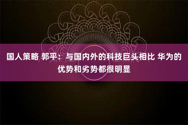国人策略 郭平：与国内外的科技巨头相比 华为的优势和劣势都很明显